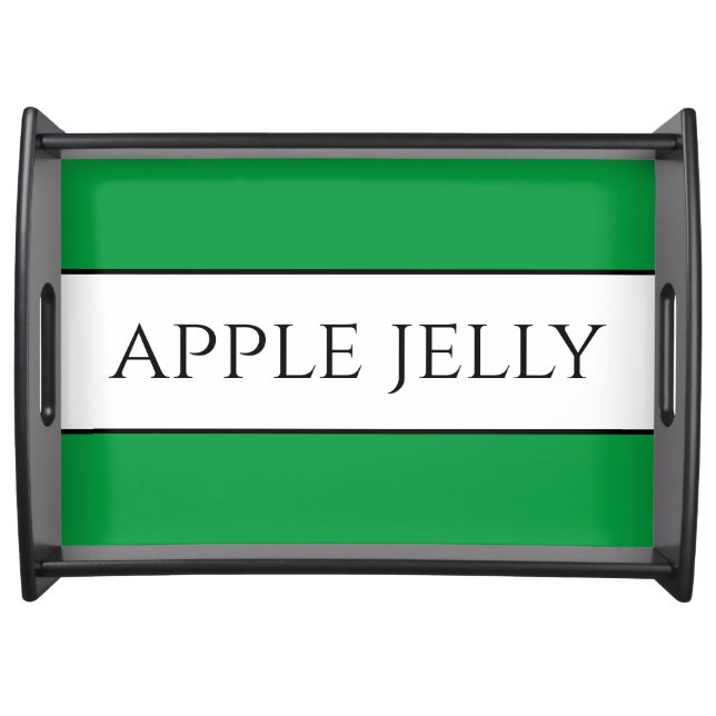 APPLE JELLY Fun Bright Kelly Green White Stripes Serving Tray (Front)