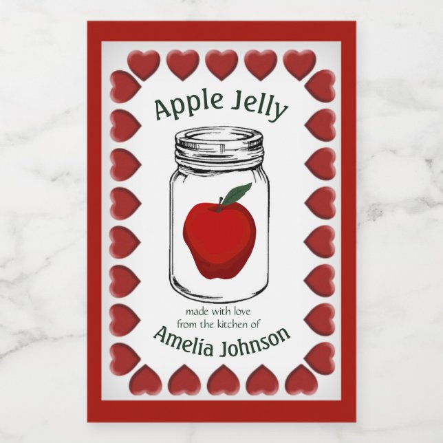 Apple Jelly Made with Love Product 2"x3" Food Label (Single Label)