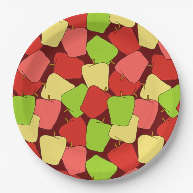 Apple Jumble Pattern Paper Plates (Front)