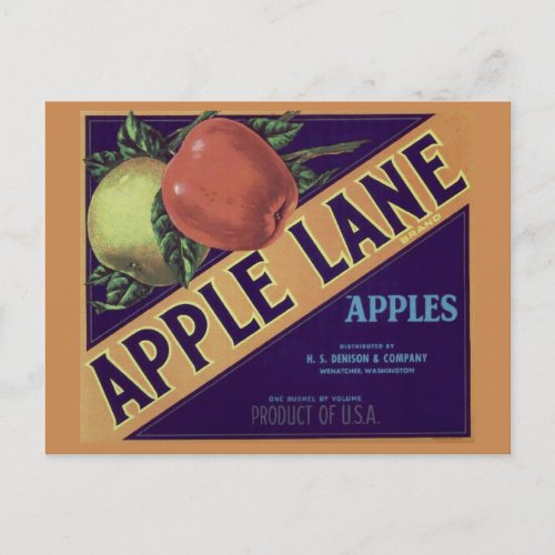Apple Lane Fruit Crate Label Postcard