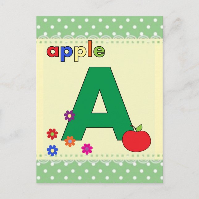 Apple Letter A Postcard (Front)