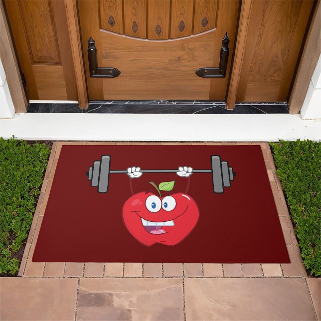 Apple Lifting Weights Fitness Fruit Character  Doormat (Creator Uploaded)