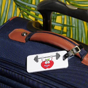 Apple Lifting Weights Fitness Fruit Character Luggage Tag
