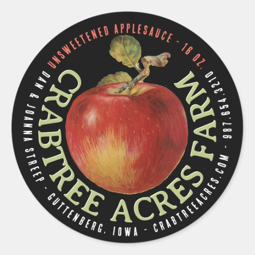 APPLE LOGO Farm Orchard Business Applesauce   Clas Classic Round Sticker
