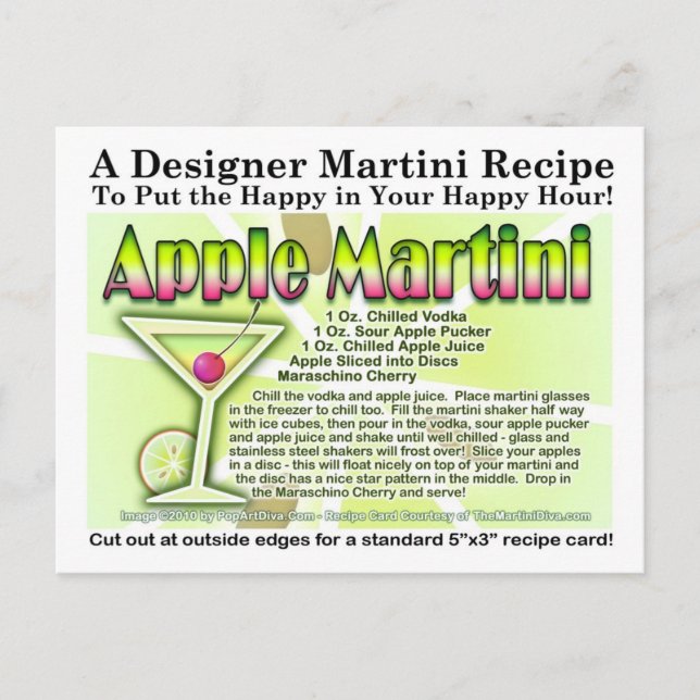 Apple Martini (Appletini) Recipe Postcard (Front)