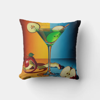 Apple Martini Pop Art Throw Pillow