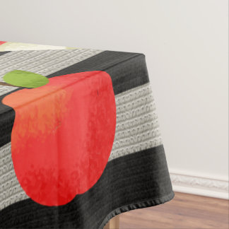 Apple Modern Black & White Stripes Tablecloth