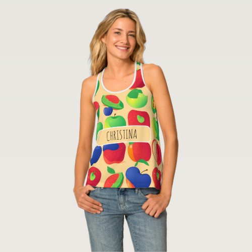 Apple Modern Colorful Personalized Pattern Tank Top