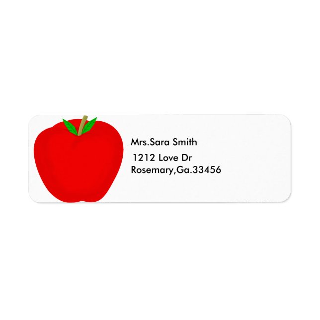 apple, Mrs.Sara Smith, 1212 Love Dr, Rosemary,G... Label (Front)