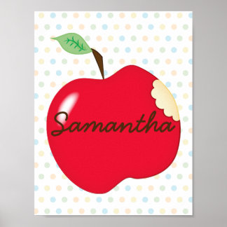 Apple nursery poster with name