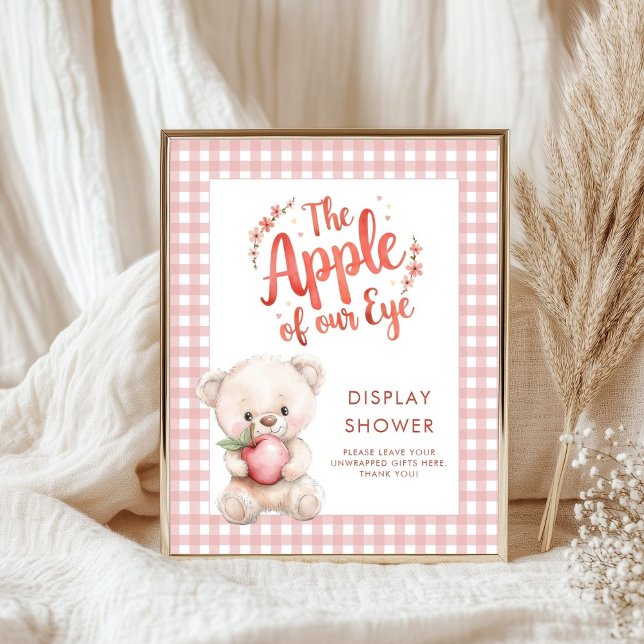 Apple of Eye Gingham Baby Shower Display Shower Poster (Creator Uploaded)