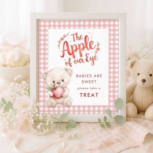 Apple of Eye Take a Treat Gingham Baby Shower Poster (Creator Uploaded)