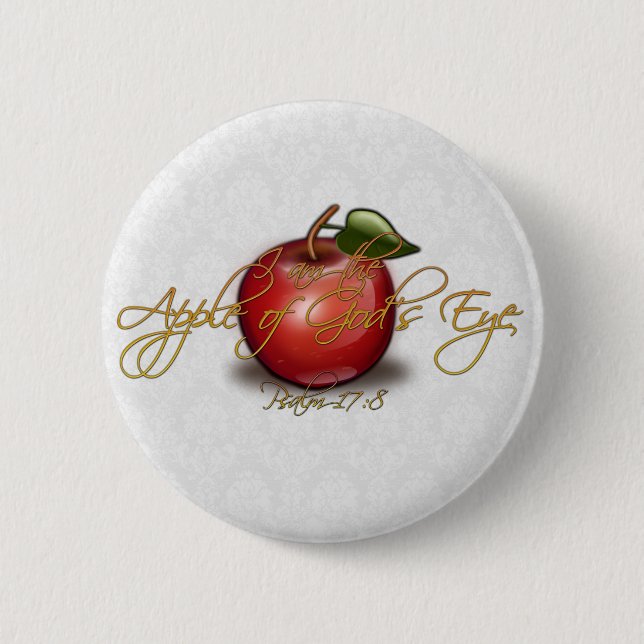 Apple of God's Eye, Christian Pinback Button (Front)