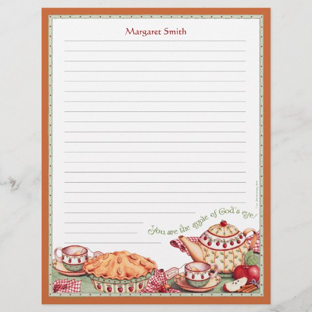 Apple of God's Eye Customizable Recipe Stationery (Front)