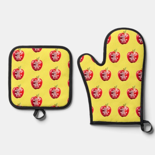 Apple Of Gods Eye Red and Yellow Oven Mitt  Pot Holder Set