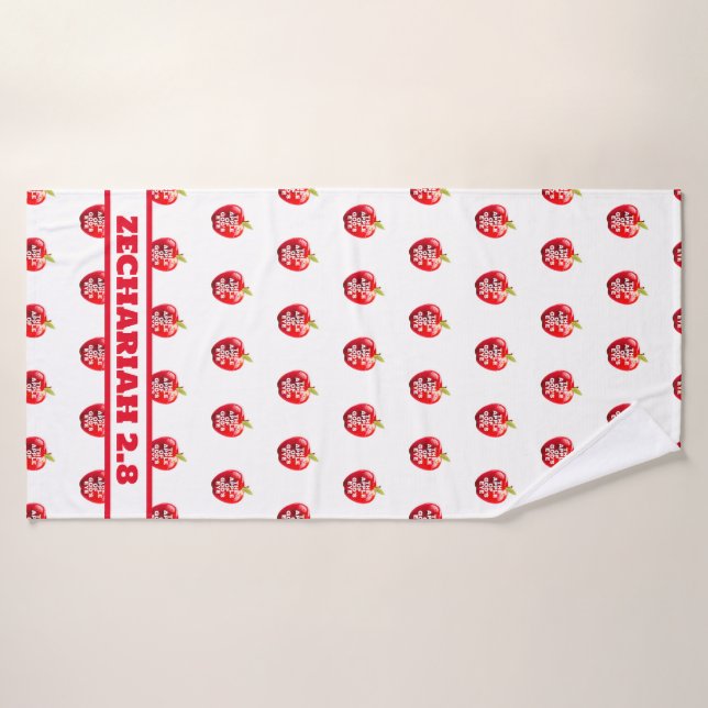Apple Of God's Eye Red & White Bath Towel Set (Bath Towel)