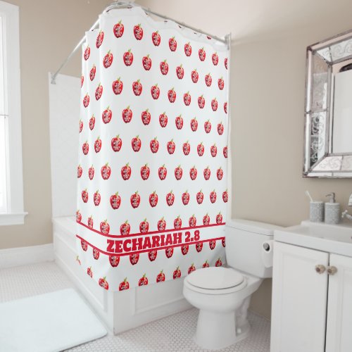 Apple Of Gods Eye Red  White Shower Curtain