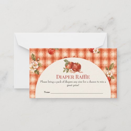 Apple Of My Eye Autumn Baby Shower Diaper Raffle Note Card