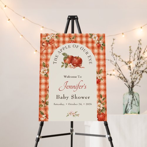 Apple Of My Eye Autumn Gingham Baby Shower Welcome Foam Board