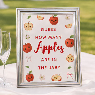 Apple of My Eye Baby Shower Guess How Many Apples Poster