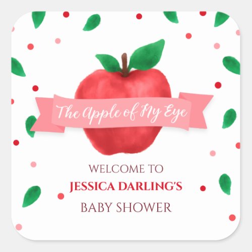 Apple of my Eye Baby Shower Square Sticker