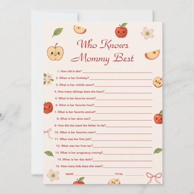Apple of My Eye Baby Shower Who Knows Mommy Best Invitation (Front)