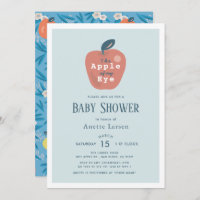 Apple of my Eye Blue Boy Baby Shower Invitation