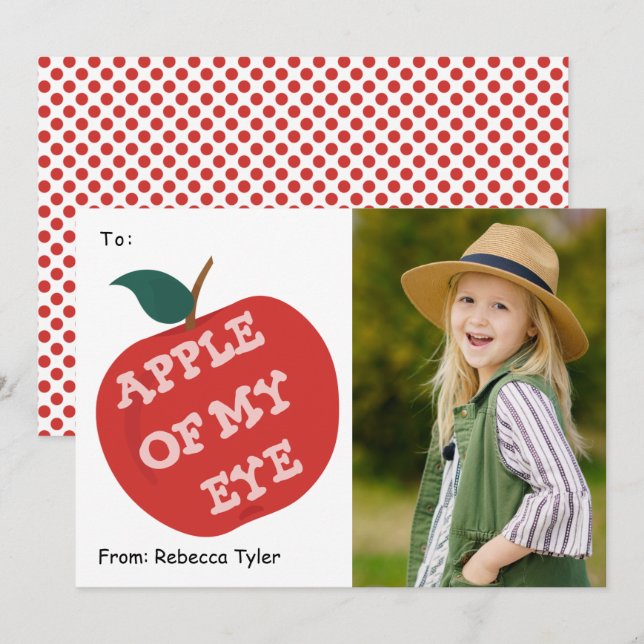 Apple of my Eye Classroom Photo Valentines Day Hol Holiday Card (Front/Back)