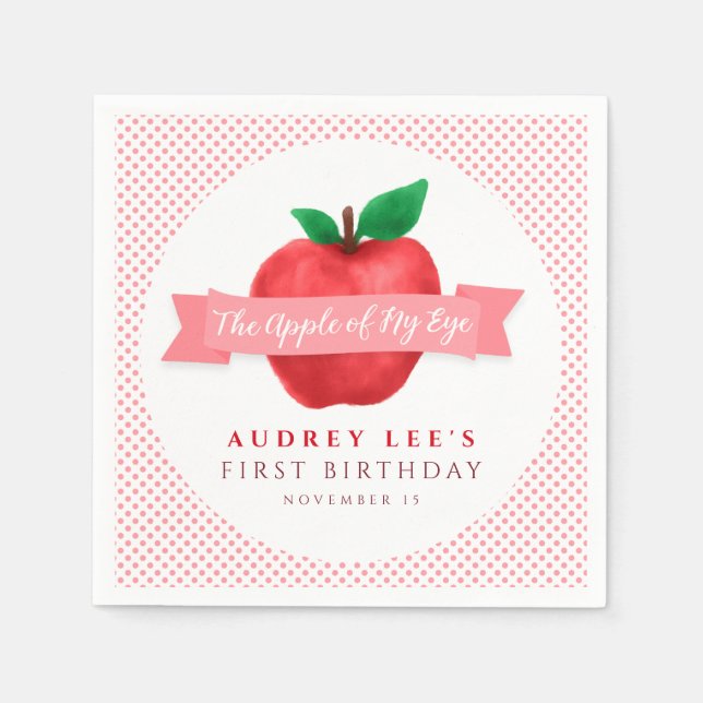 Apple of my eye fall | summer theme first birthday napkins (Front)