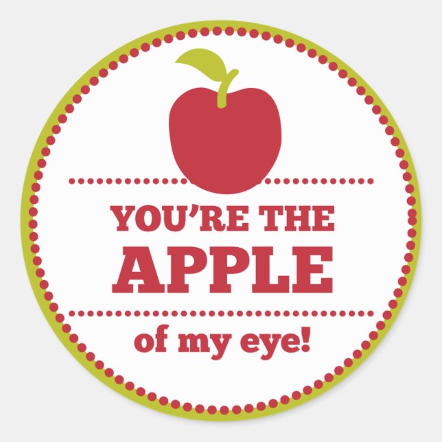 Apple of My Eye Fruit Valentine Classic Round Sticker (Front)