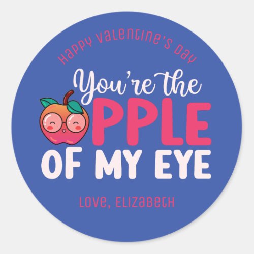 Apple of My Eye Funny Cute Kid Classroom Valentine Classic Round Sticker