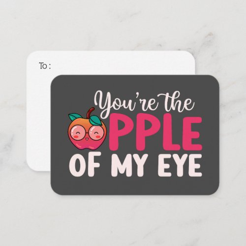 Apple Of My Eye Funny Pun Cute Valentines Day Note Card