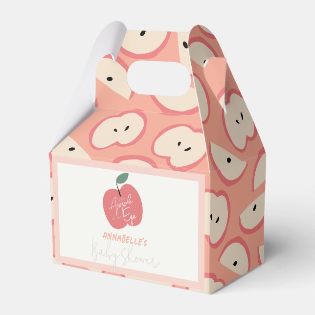 Apple of my Eye Pink Girl Baby Shower Favor Boxes (Front Side)