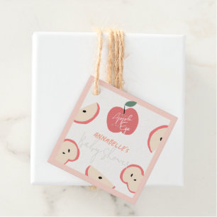 Apple of my Eye Pink Girl Baby Shower Favor Tags