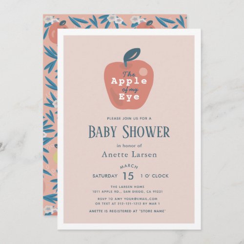 Apple of my Eye Pink Girl Baby Shower Invitation