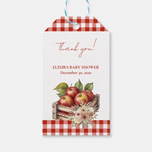 Apple of my eye Red Orchard Baby Shower Gift Tags