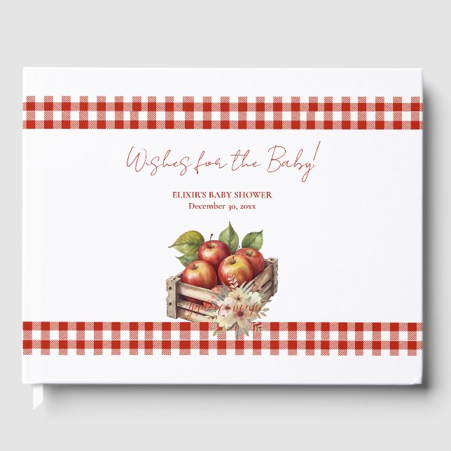 Apple of my eye Red Orchard Baby Shower Guest Book (Front)
