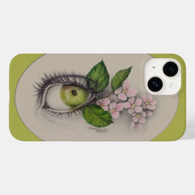 Apple of my eye Surreal drawing art Green Case-Mate iPhone Case (Back (Horizontal))