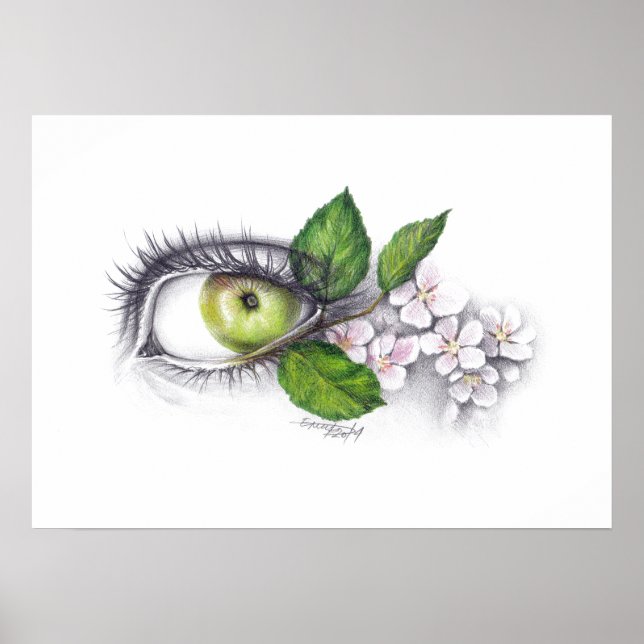 Apple of my eye Surreal drawing art Poster (Front)