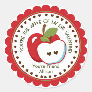 Apple of my eye Valentine Personalized Name Classic Round Sticker
