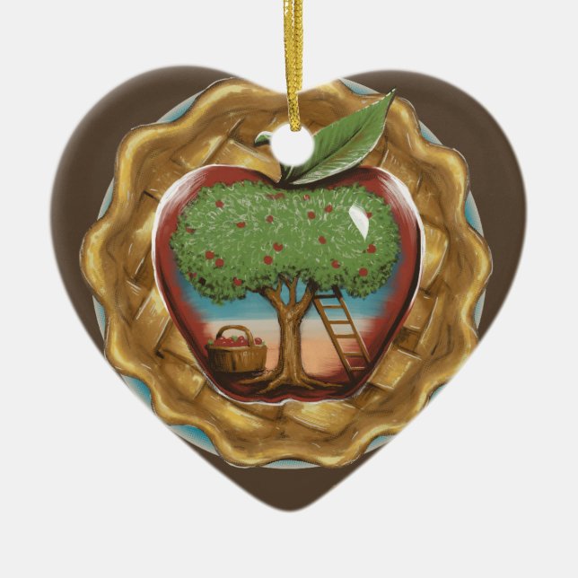 Apple of My Pie Ceramic Ornament (Front)