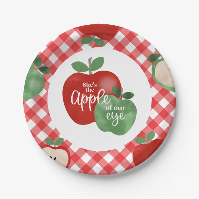 Apple of our Eye 1st Birthday Paper Plates (Front)
