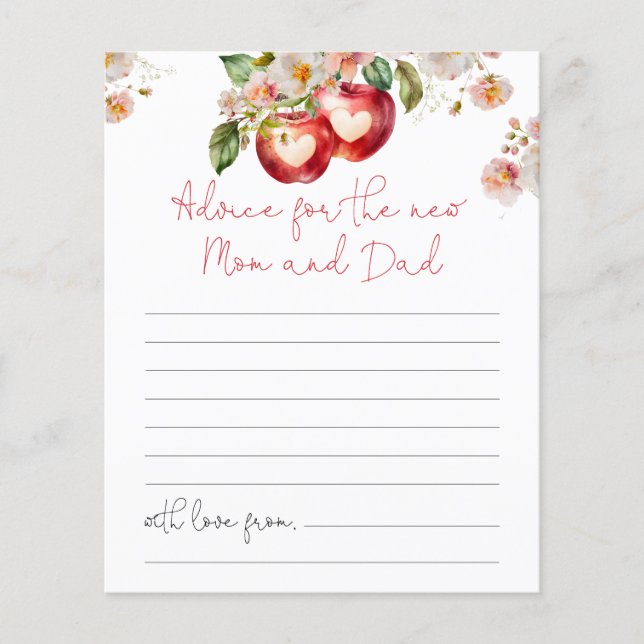 Apple of Our Eye Advice Mom Dad Baby Shower Card (Front)
