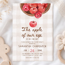 apple of our eye apple basket gingham baby shower