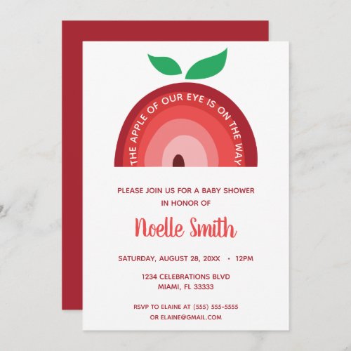 Apple of our Eye Apple Rainbow Baby Shower Invitation