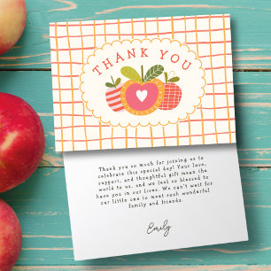 Apple of Our Eye Autumn Theme Pattern Baby Shower Letterpress Thank You Card