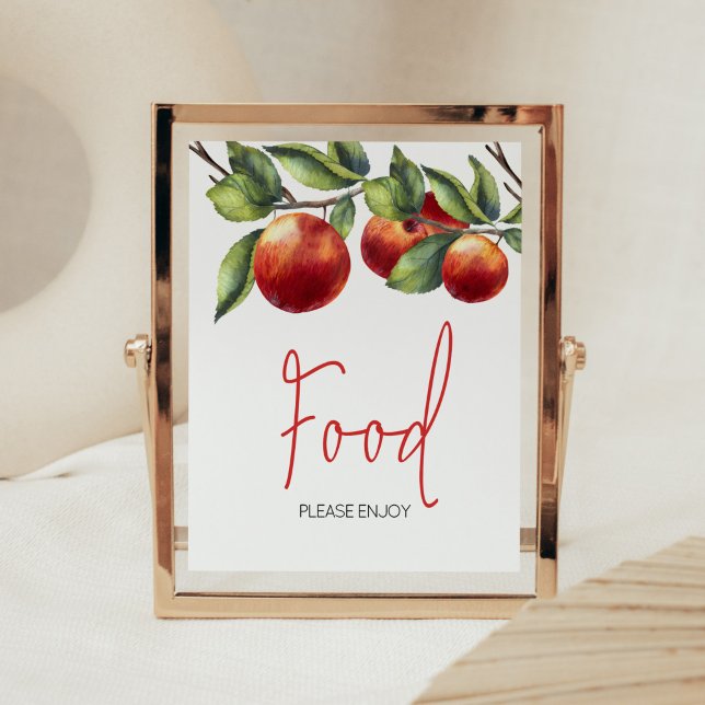 Apple of Our Eye Baby Shower Food Poster (Red Apple Baby Shower Food Sign)