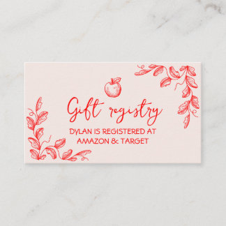 Apple of Our Eye Baby Shower Gift Registry Enclosure Card