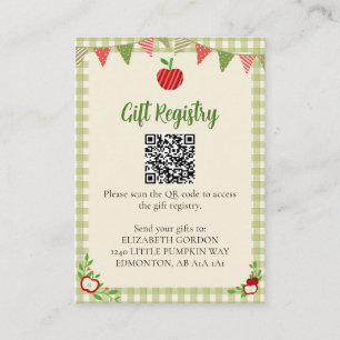 Apple of Our Eye Baby Shower Gift Registry QR Code Enclosure Card