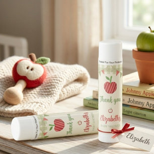 Apple of Our Eye Baby Shower Gingham Personalized Lip Balm